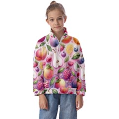 Fruits Apple Strawberry Raspberry Kids  Half Zip Hoodie by Ravend