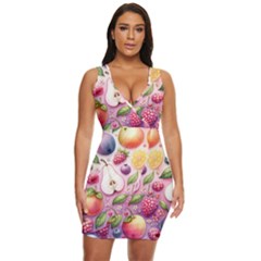 Fruits Apple Strawberry Raspberry Draped Bodycon Dress by Ravend