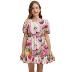 Fruits Apple Strawberry Raspberry Kids  Short Sleeve Dolly Dress