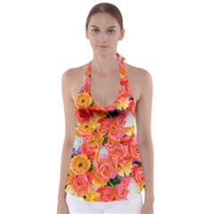 Bouquet Floral Blossom Anniversary Tie Back Tankini Top by Ravend