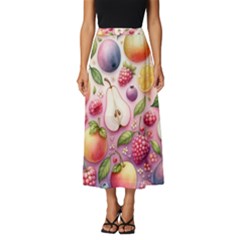 Fruits Apple Strawberry Raspberry Classic Midi Chiffon Skirt by Ravend