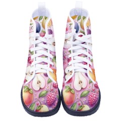 Fruits Apple Strawberry Raspberry Men s High-top Canvas Sneakers by Ravend