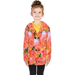 Bouquet Floral Blossom Anniversary Kids  Double Breasted Button Coat by Ravend