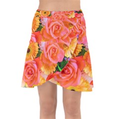 Bouquet Floral Blossom Anniversary Wrap Front Skirt by Ravend