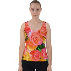 Bouquet Floral Blossom Anniversary Velvet Tank Top by Ravend