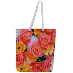 Bouquet Floral Blossom Anniversary Full Print Rope Handle Tote (large) by Ravend