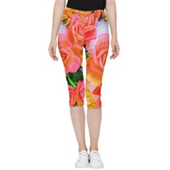 Bouquet Floral Blossom Anniversary Inside Out Lightweight Velour Capri Leggings  by Ravend