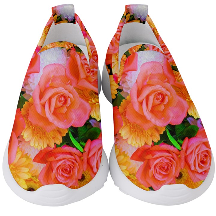 Bouquet Floral Blossom Anniversary Kids  Slip On Sneakers