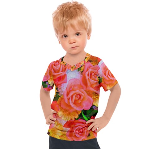 Bouquet Floral Blossom Anniversary Kids  Sports T-shirt by Ravend