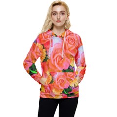 Bouquet Floral Blossom Anniversary Women s Lightweight Drawstring Hoodie by Ravend