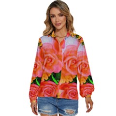 Bouquet Floral Blossom Anniversary Women s Long Sleeve Button Up Shirt