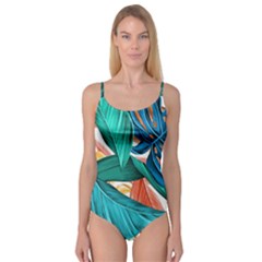 Leaves Tropical Exotic Green Plant Camisole Leotard  by Ravend