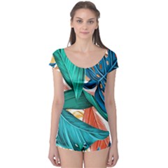 Leaves Tropical Exotic Green Plant Boyleg Leotard  by Ravend