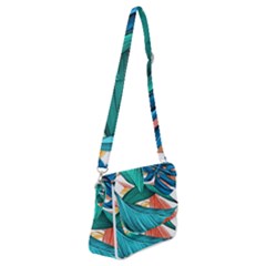 Leaves Tropical Exotic Green Plant Shoulder Bag With Back Zipper by Ravend