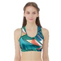 Leaves Tropical Exotic Green Plant Sports Bra with Border View1