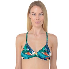 Leaves Tropical Exotic Green Plant Reversible Tri Bikini Top by Ravend