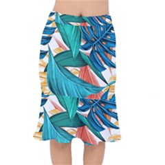 Leaves Tropical Exotic Green Plant Short Mermaid Skirt by Ravend