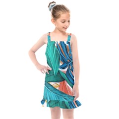 Leaves Tropical Exotic Green Plant Kids  Overall Dress by Ravend