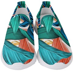 Leaves Tropical Exotic Green Plant Kids  Slip On Sneakers by Ravend