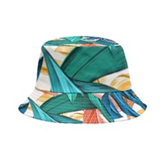 Leaves Tropical Exotic Green Plant Inside Out Bucket Hat by Ravend