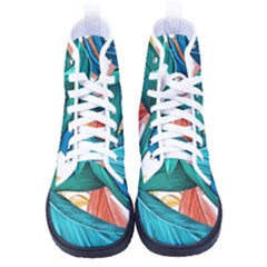 Leaves Tropical Exotic Green Plant Men s High-top Canvas Sneakers by Ravend