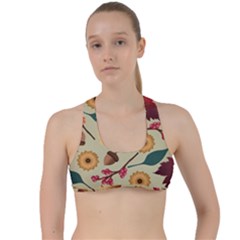 Autumn Leaves Colours Season Criss Cross Racerback Sports Bra by Ravend