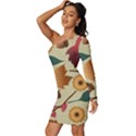 Autumn Leaves Colours Season Long Sleeve One Shoulder Mini Dress View2