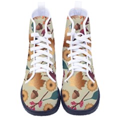 Autumn Leaves Colours Season Kid s High-top Canvas Sneakers by Ravend