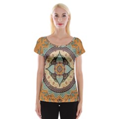 Mandala Floral Decorative Flower Art Cap Sleeve Top by Ravend