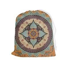 Mandala Floral Decorative Flower Art Drawstring Pouch (xl) by Ravend