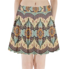 Mandala Floral Decorative Flower Art Pleated Mini Skirt