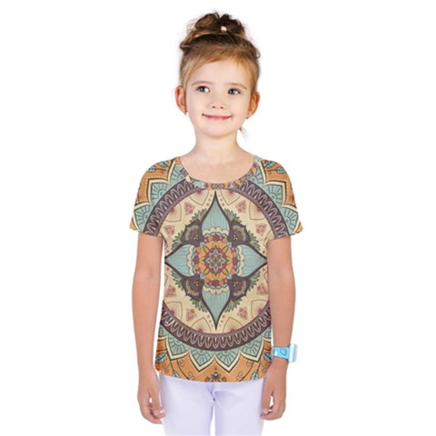 Mandala Floral Decorative Flower Art Kids  One Piece T-shirt by Ravend