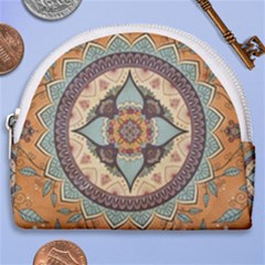 Mandala Floral Decorative Flower Art Horseshoe Style Canvas Pouch by Ravend