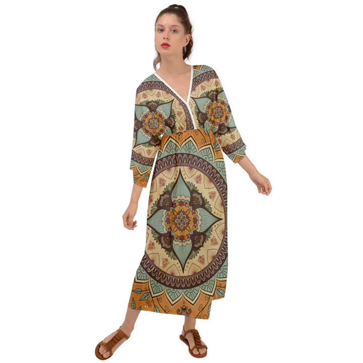 Mandala Floral Decorative Flower Art Grecian Style  Maxi Dress