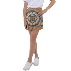 Mandala Floral Decorative Flower Art Kids  Tennis Skirt by Ravend