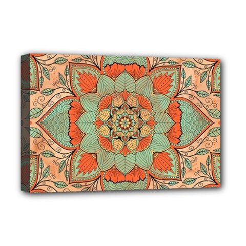 Mandala Floral Decorative Flower Deluxe Canvas 18  X 12  (stretched) by Ravend