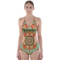 Mandala Floral Decorative Flower Cut-Out One Piece Swimsuit View1