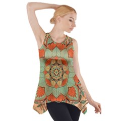 Mandala Floral Decorative Flower Side Drop Tank Tunic by Ravend