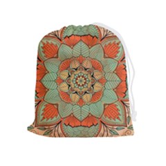 Mandala Floral Decorative Flower Drawstring Pouch (xl) by Ravend