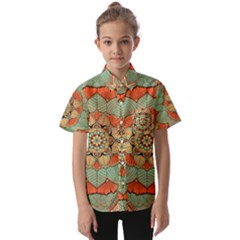 Mandala Floral Decorative Flower Kids  Short Sleeve Shirt by Ravend