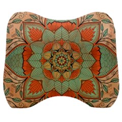 Mandala Floral Decorative Flower Velour Head Support Cushion by Ravend