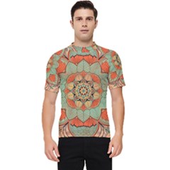 Mandala Floral Decorative Flower Men s Short Sleeve Rash Guard by Ravend