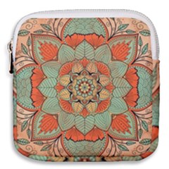 Mandala Floral Decorative Flower Mini Square Pouch by Ravend