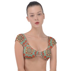 Mandala Floral Decorative Flower Cap Sleeve Ring Bikini Top by Ravend