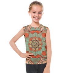 Mandala Floral Decorative Flower Kids  Mesh Tank Top by Ravend