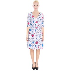 Hearts Seamless Pattern Memphis Style Wrap Up Cocktail Dress by Grandong