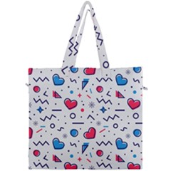 Hearts Seamless Pattern Memphis Style Canvas Travel Bag by Grandong