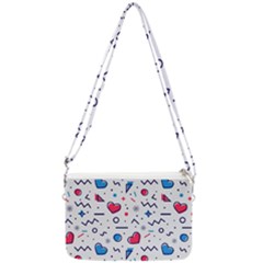 Hearts Seamless Pattern Memphis Style Double Gusset Crossbody Bag by Grandong