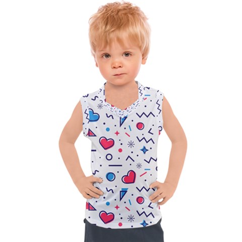 Hearts Seamless Pattern Memphis Style Kids  Sport Tank Top by Grandong