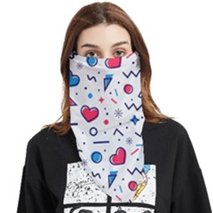 Hearts Seamless Pattern Memphis Style Face Covering Bandana (triangle) by Grandong